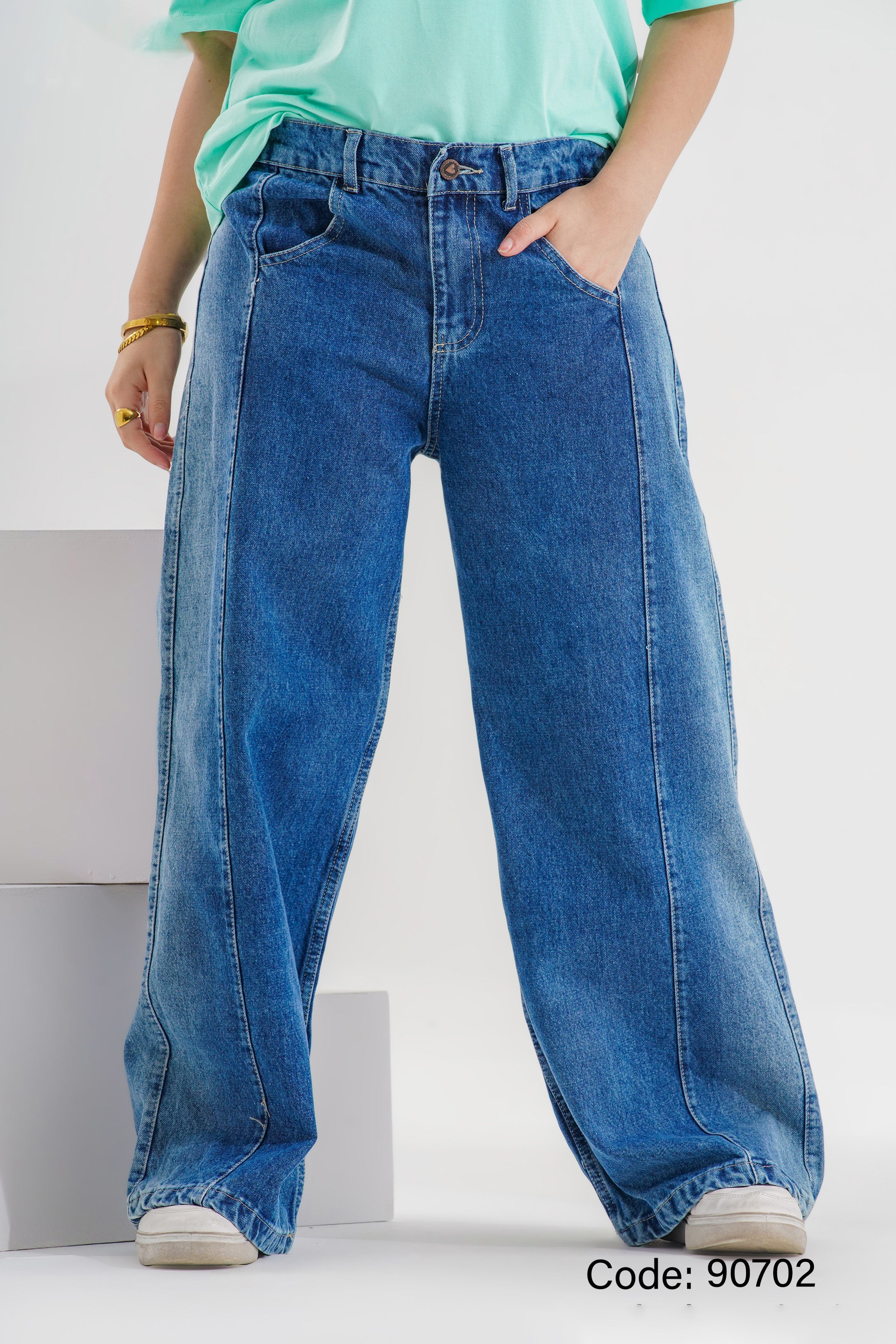 Wide Leg Denim Jeans