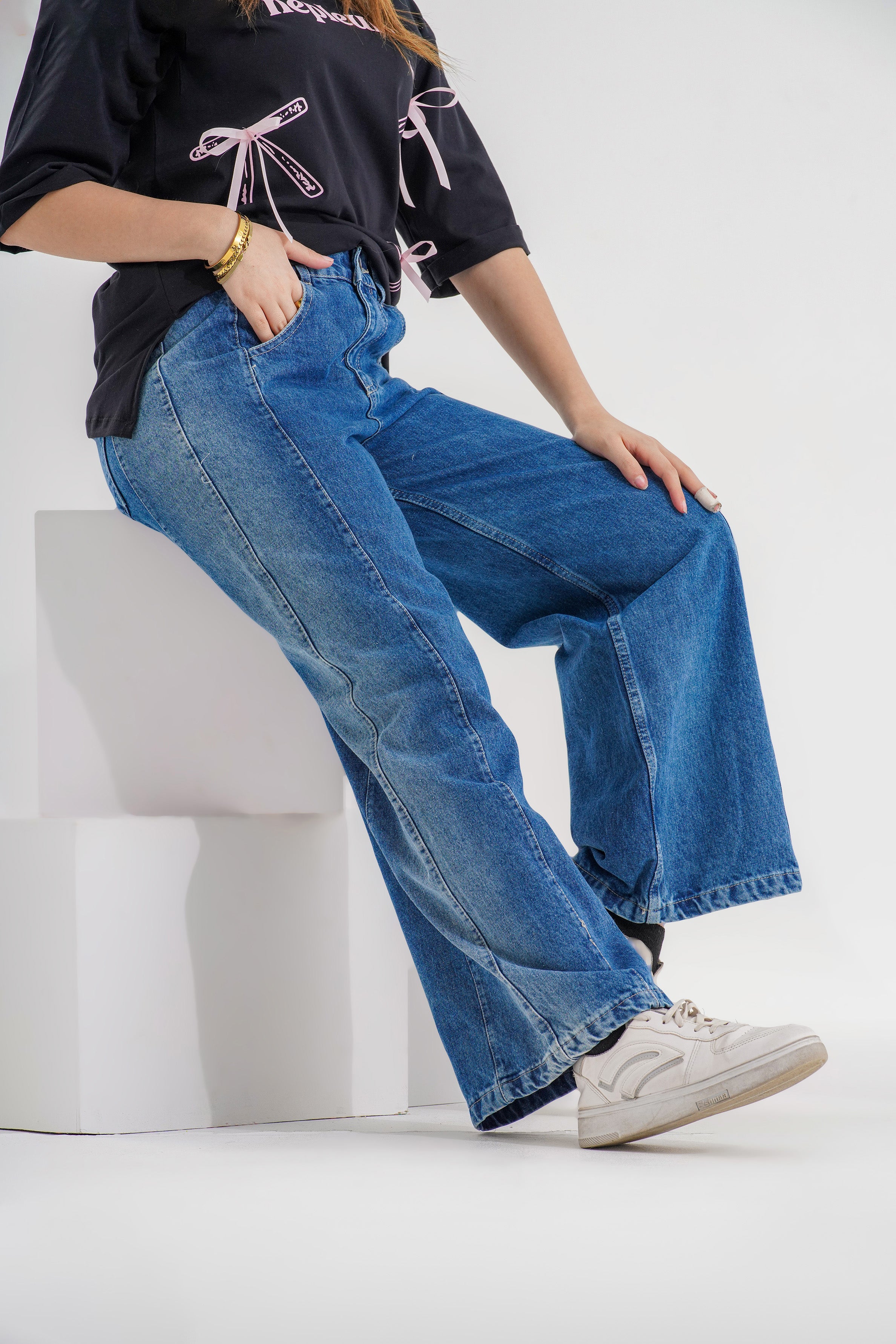 Wide Leg Denim Jeans