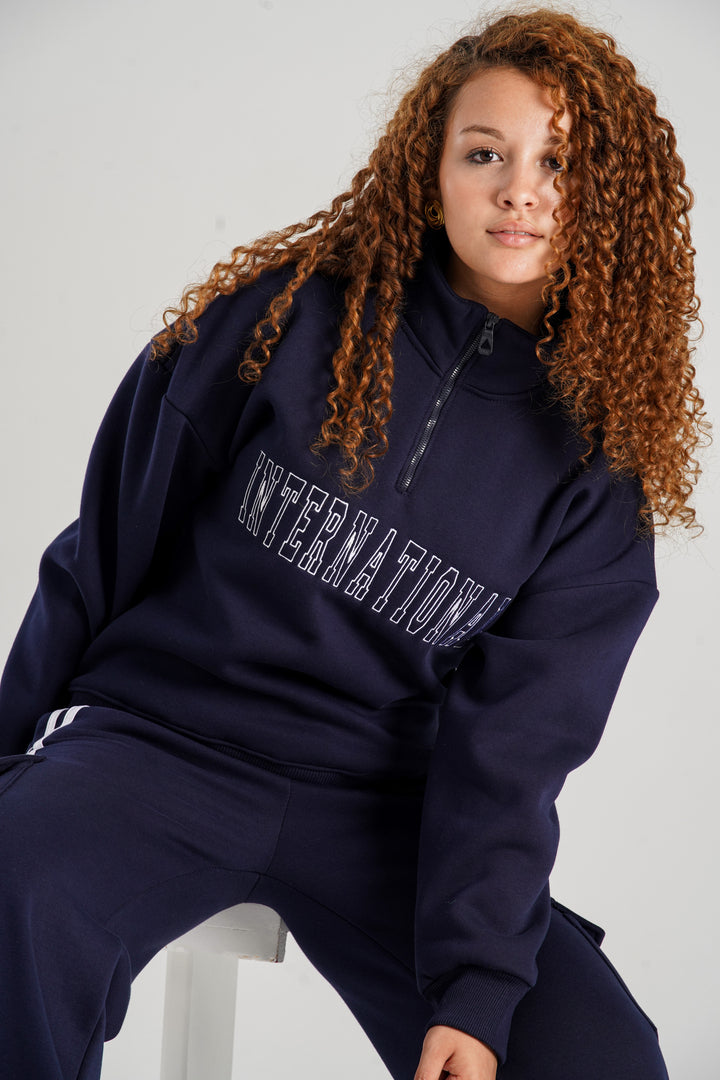 Hoodie Oversize Quarter Zipper